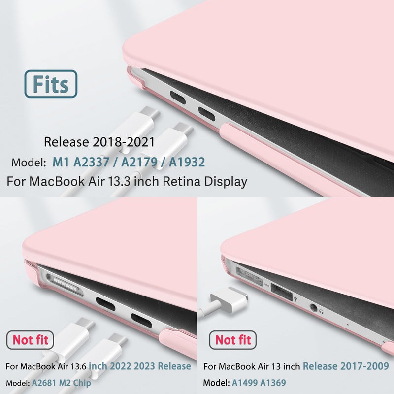 May Chen Compatible with New MacBook Air 13 inch Case 2021 2020 2019 2018 Release Model: M1 A2337 A2179 A1932, Plastic Hard Shell Case for Mac Air 13 inch with Retina Display Fits Touch ID, Baby Pink - Image 3